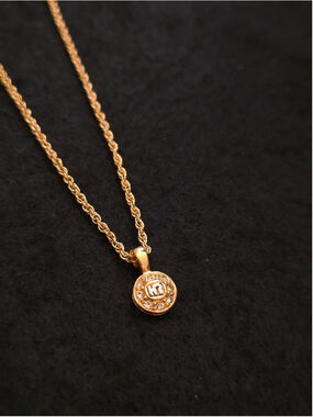 Vintage 80s Nina Ricci Two-Tone "NR" Logo Pendant Necklace